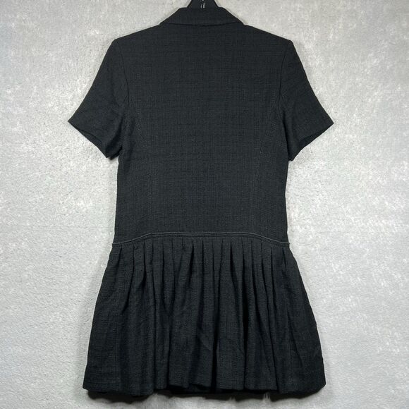 SANDRO Short Coat Mini Dress Pleated H20ROSSA Tweed BLACK US 8/ FR 40 $445 NEW! - Picture 7 of 15
